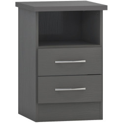 Nevada 2 Drawer Bedside Black Wood Grain - Home Divine