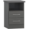 Nevada 2 Drawer Bedside Black Wood Grain - Home Divine