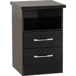 Nevada 2 Drawer Bedside Black Wood Grain - Home Divine
