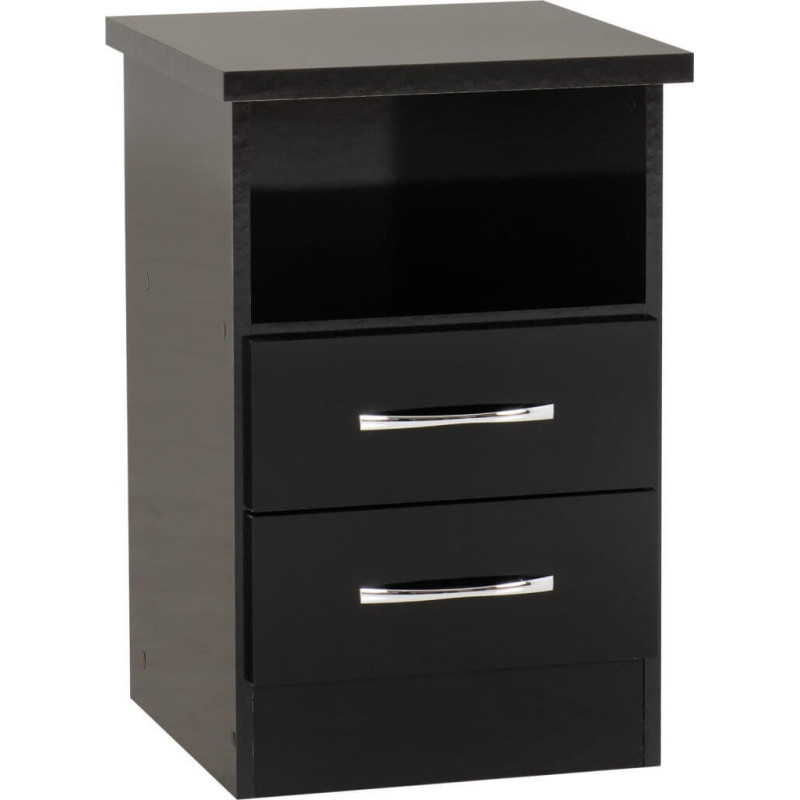 Nevada 2 Drawer Bedside Black Wood Grain - Home Divine