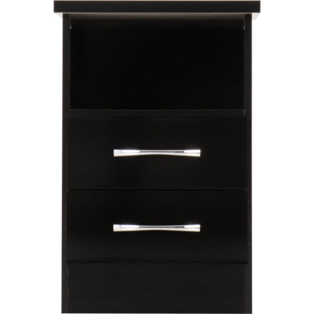 Nevada 2 Drawer Bedside Black Wood Grain - Home Divine