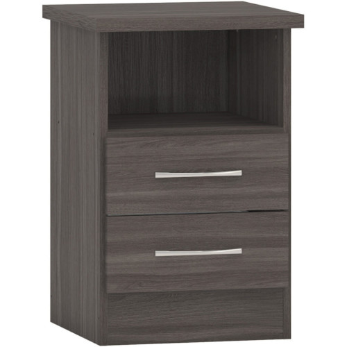 Nevada 2 Drawer Bedside Black Wood Grain - Home Divine