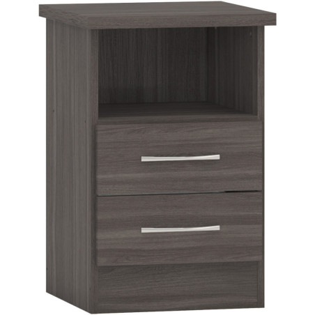 Nevada 2 Drawer Bedside Black Wood Grain - Home Divine