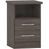 Nevada 2 Drawer Bedside Black Wood Grain - Home Divine