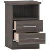 Nevada 2 Drawer Bedside Black Wood Grain - Home Divine